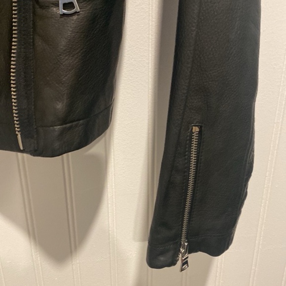 GAP genuine, leather Quilted biker bomber Jacket - Picture 7 of 15
